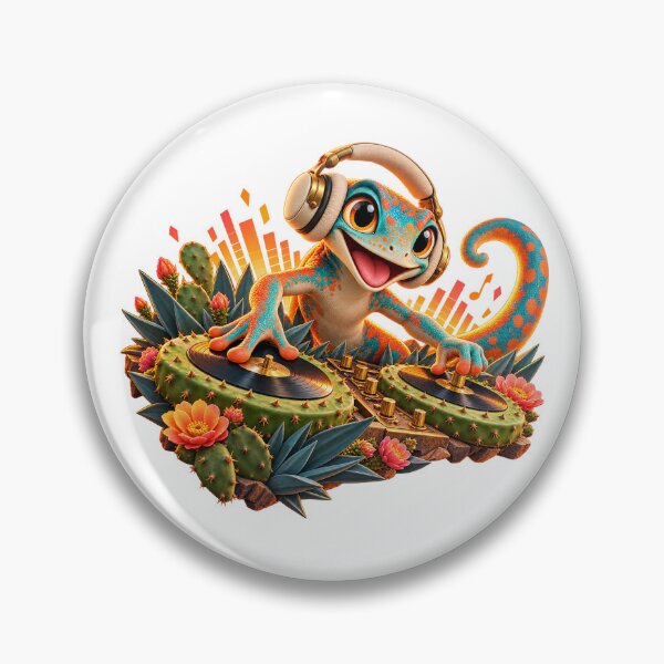 Item preview, Desert Gecko DJ Mixing Cactus Vinyl Beats designed and sold by RAX Mirth Studio.