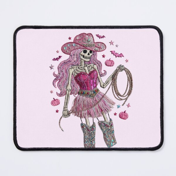 Item preview, Pink Skeleton Cowgirl Halloween Costume Embroidered Patch Art designed and sold by GymTanLaundry.