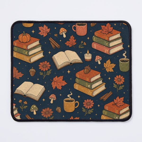Item preview, Cozy Autumn Book Lovers Pattern - Books Coffee Leaves and Pumpkins designed and sold by Graphic Vibe Designs.