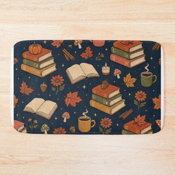 Item preview, Cozy Autumn Book Lovers Pattern - Books Coffee Leaves and Pumpkins designed and sold by Graphic Vibe Designs.