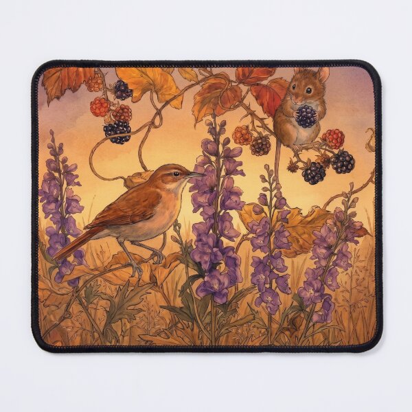 Item preview, Cute Mouse and Songbird with Blackberries designed and sold by Merli7.