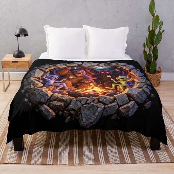 Item preview, Cryptid Campfire 3D Hole Illusion Alien Bigfoot Mothman designed and sold by SHHCreations.