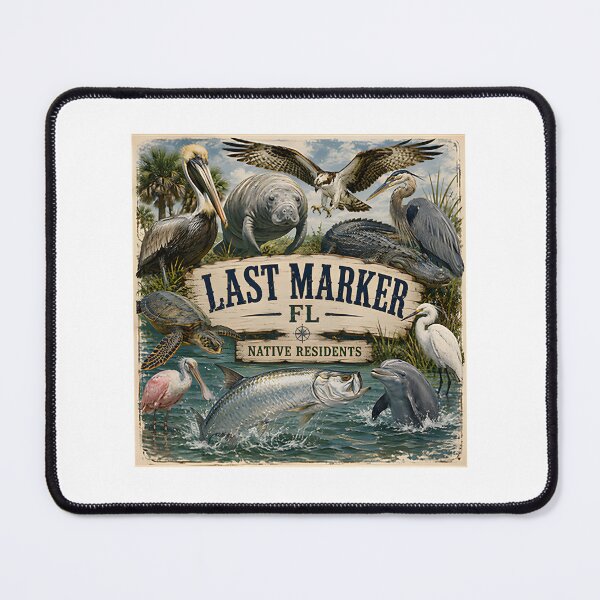 Item preview, Vintage Old Florida Coastal Town Art Featuring Manatees and Tarpon Wildlife designed and sold by Riddle-ex.