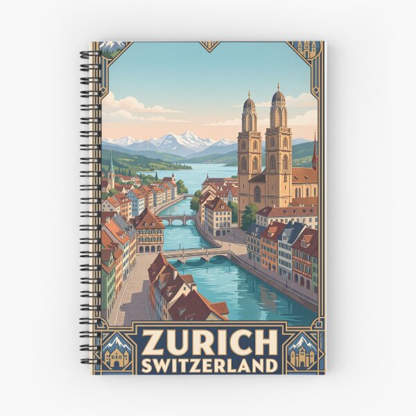 Item preview, Zurich Switzerland Vintage Travel – Grossmunster Limmat River Old Town Lake Zurich designed and sold by Bomax121.