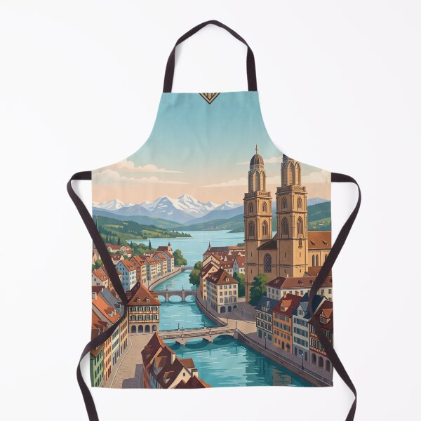 Item preview, Zurich Switzerland Vintage Travel – Grossmunster Limmat River Old Town Lake Zurich designed and sold by Bomax121.