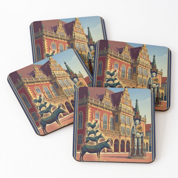 Item preview, Bremen Town Musicians Germany Vintage Travel – Grimm Fairy Tale Marktplatz Rathaus Roland designed and sold by Bomax121.
