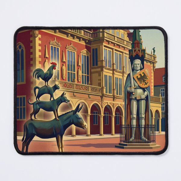Item preview, Bremen Town Musicians Germany Vintage Travel – Grimm Fairy Tale Marktplatz Rathaus Roland designed and sold by Bomax121.