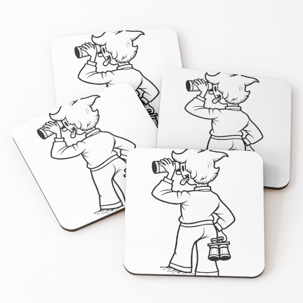 Item preview, Cartoon Birdwatcher Line Art Tattoo Flash designed and sold by Qubivibe.
