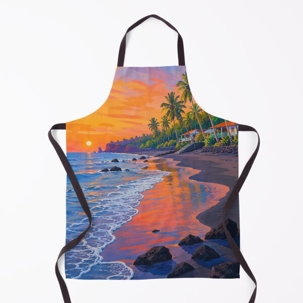 Artikelvorschau, Tropical Beach Sunset with Palm Trees and Ocean Waves entworfen und verkauft von Amalia Gutyz.