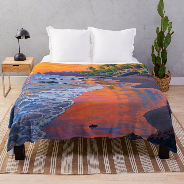 Aperçu de l'œuvre Tropical Beach Sunset with Palm Trees and Ocean Waves créée et vendue par Amalia Gutyz.