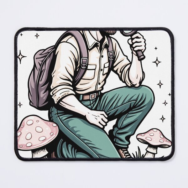 Item preview, Vibrant Neo-Trad Mushroom Hunter Tattoo Flash designed and sold by Qubivibe.