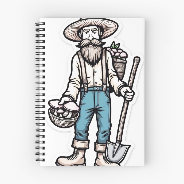 Item preview, Whimsical Mushroom Hunter Neo-Traditional Tattoo Flash designed and sold by Qubivibe.