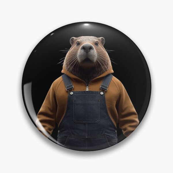 Item preview, Dressed Beaver - Funny Denim Overalls and Brown Hoodie Art designed and sold by fotoNoz.
