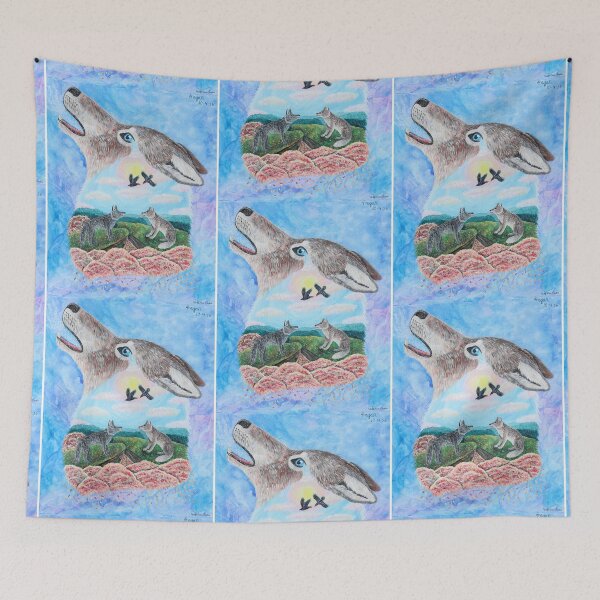 Item preview, Howling wolf picture in picture acrylic painting designed and sold by WolfRaven Creations.