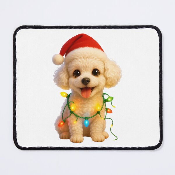 Item preview, Cheerful Teacup Poodle Dog Christmas designed and sold by Sillytoe.