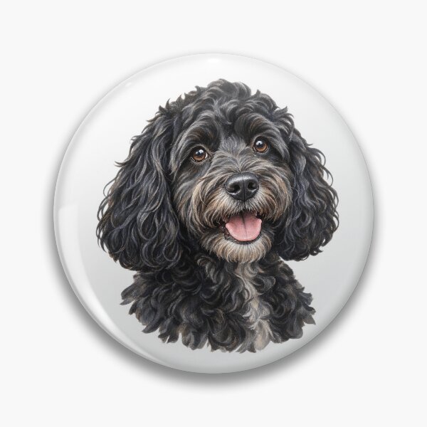 Artikelvorschau, Porträt eines schwarzen Cockapoos – Verspielte, liebevolle und charmante Hundekunst entworfen und verkauft von Greenview-Gifts.