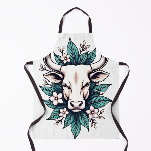 Item preview, Vibrant Bull Head Tattoo Flash | Taurus Zodiac Design designed and sold by Qubivibe.