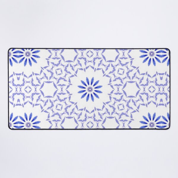 Item preview, Cornflower Blue Daisy Lattice Tile Pattern Mandala - Throw Pillow designed and sold by ArithraStudio.