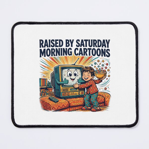 Artikelvorschau, Raised By Saturday Morning Cartoons Funny Millennial Shirt entworfen und verkauft von Hearth & Hue.