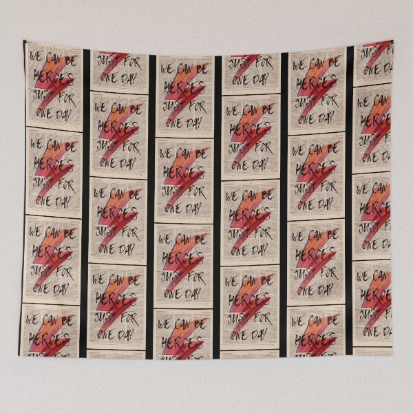 Item preview, We Can Be Heroes Just For One Day Typography Art designed and sold by HuaMango.