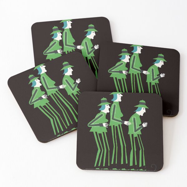 Item preview, Three Stylized Figures Green Hats Striped Attire Art designed and sold by Rockx5.