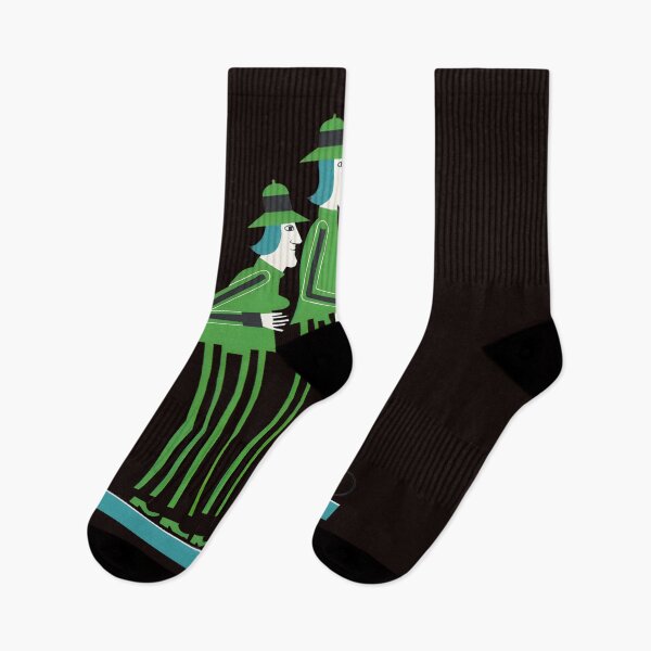 Item preview, Three Stylized Figures Green Hats Striped Attire Art designed and sold by Rockx5.