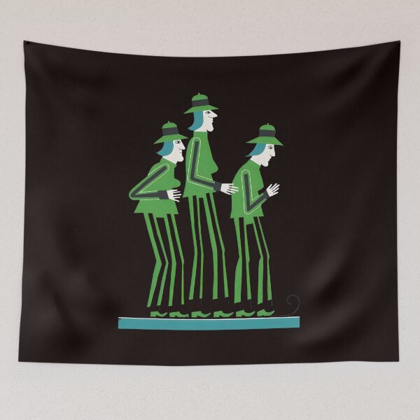Item preview, Three Stylized Figures Green Hats Striped Attire Art designed and sold by Rockx5.