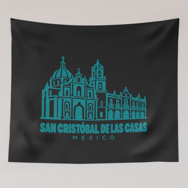 Aperçu de l'œuvre San Cristobal de las Casas Chiapas Mexique Point de repère du dessin au trait Poster créée et vendue par CMYKStudio.