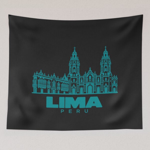 Artikelvorschau, Lima Peru Linienkunst Skyline Poster entworfen und verkauft von CMYKStudio.