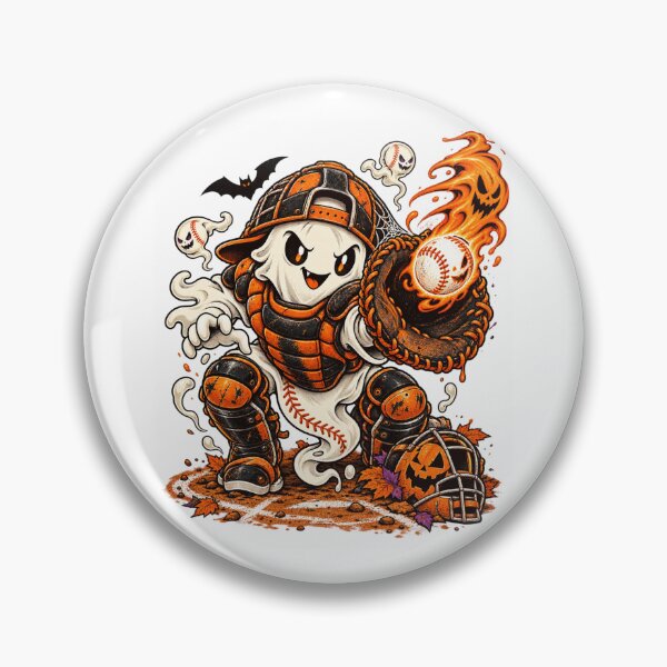 Item preview, Dripping Halloween Baseball Ghost Catcher Spooky Sports designed and sold by GitSticker.
