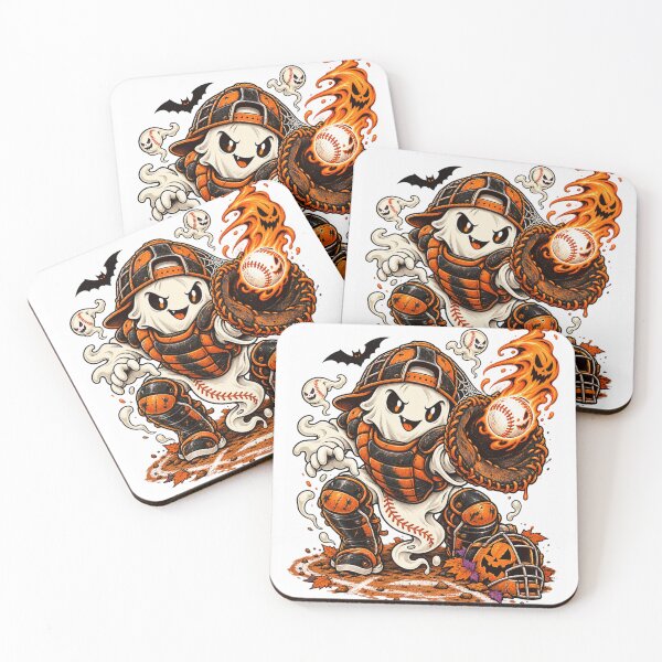 Item preview, Dripping Halloween Baseball Ghost Catcher Spooky Sports designed and sold by GitSticker.