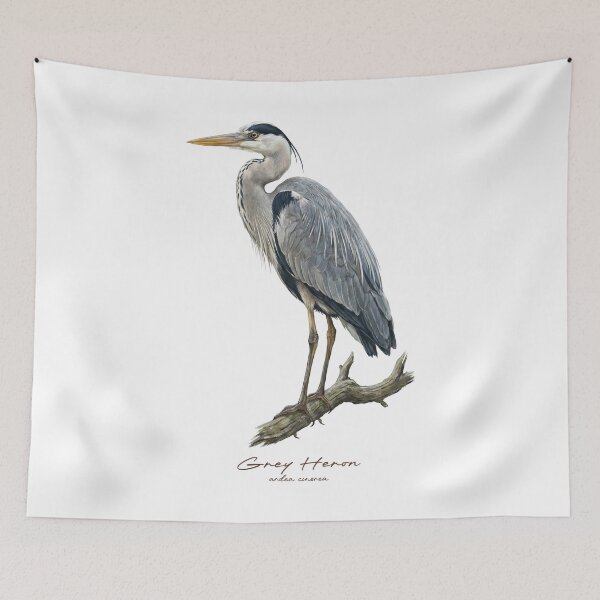 Item preview, Grey Heron on Branch Bird Illustration designed and sold by Takeda-art.