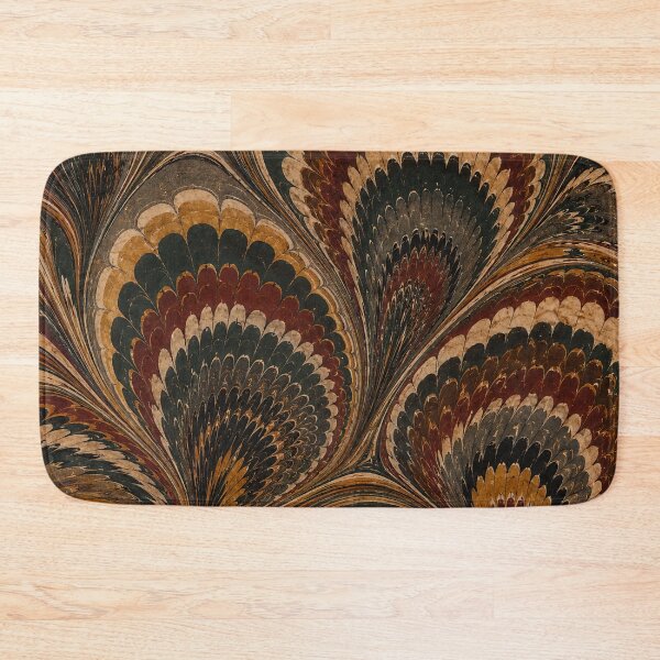 Item preview, Antique Endpaper Prints Peacock Feathers Scalloped Marbled Fans designed and sold by PinUpPizzazz.