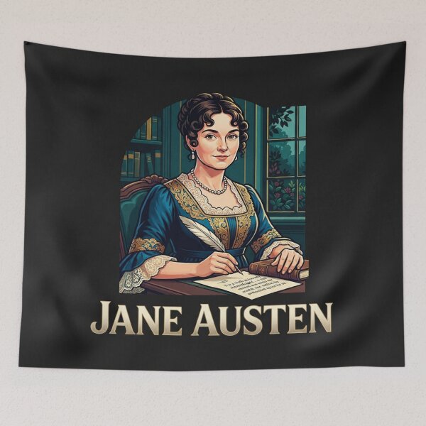 Item preview, Jane Austen Writing Classical Literature Portrait    designed and sold by Owcomm.