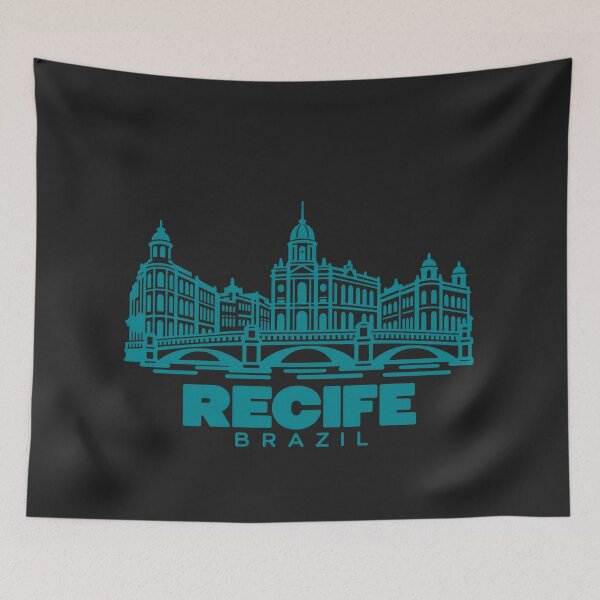 Aperçu de l'œuvre Affiche de la côte de Recife, Pernambuco, Brésil (dessin au trait) créée et vendue par CMYKStudio.