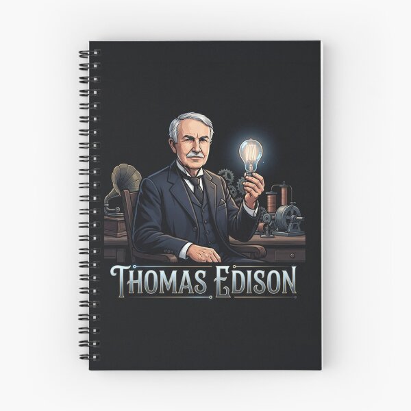 Item preview, El inventor Thomas Edison sosteniendo una bombilla encendida. designed and sold by Owcomm.
