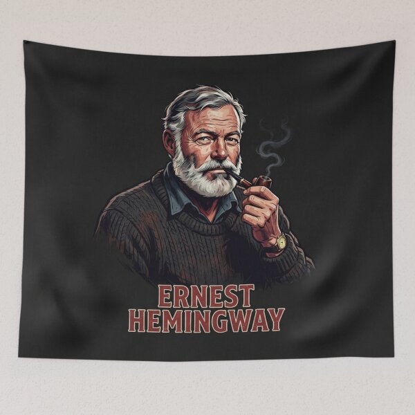 Item preview, Ernest Hemingway Classic Author Portrait With Pipe designed and sold by Owcomm.
