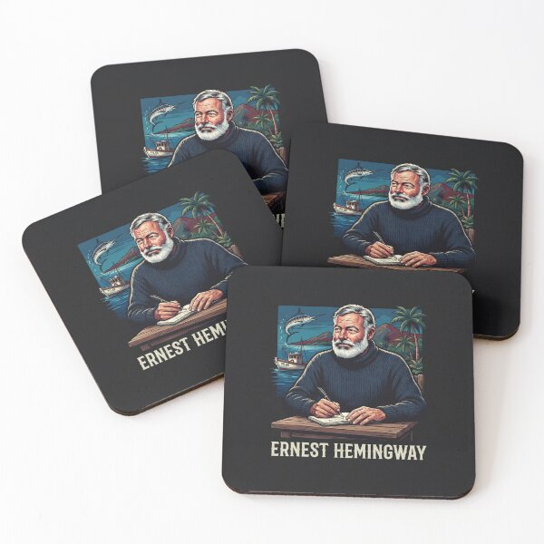 Item preview, Ernest Hemingway writing by the sea designed and sold by Owcomm.