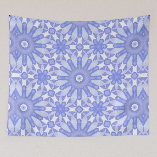 Item preview, Periwinkle Sunflower Tile Pattern Mandala - Throw Pillow designed and sold by ArithraStudio.