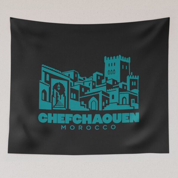 Item preview, Chefchaouen Morocco Line Art Landmark Poster designed and sold by CMYKStudio.