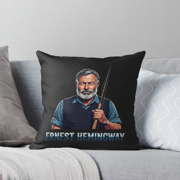Item preview, Retrato de Ernest Hemingway, autor de época, caña de pescar designed and sold by Owcomm.