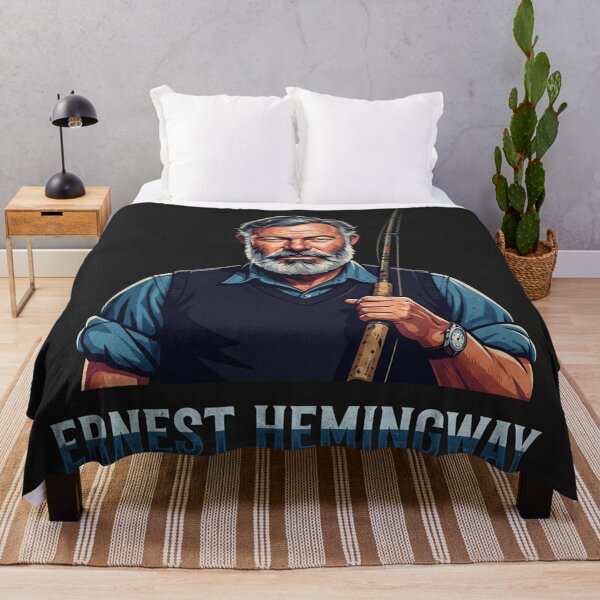 Item preview, Ernest Hemingway Portrait Vintage Author Fishing Rod designed and sold by Owcomm.
