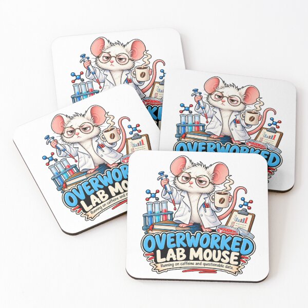 Item preview, Overworked Lab Mouse – Running on Caffeine and Questionable Data designed and sold by fotoNoz.
