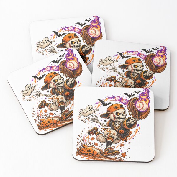 Item preview, Dripping Halloween Baseball Skeleton Shortstop Spooky Player designed and sold by GitSticker.