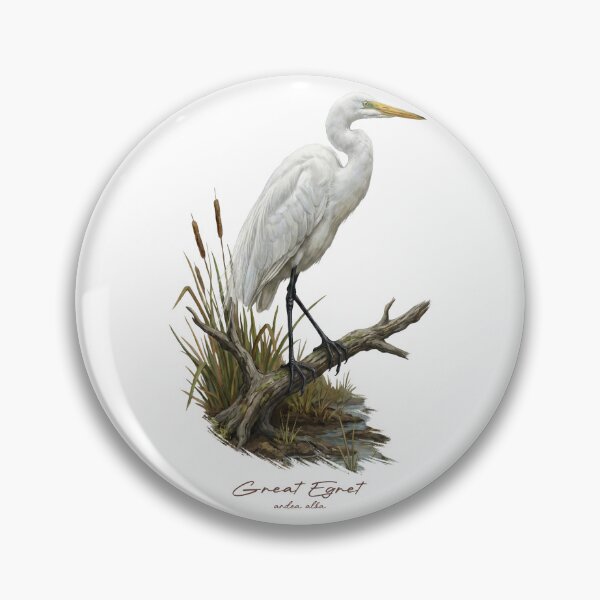 Item preview, Great Egret in Marsh Wetland Bird Illustration designed and sold by Takeda-art.
