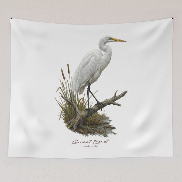 Item preview, Great Egret in Marsh Wetland Bird Illustration designed and sold by Takeda-art.