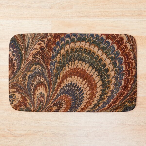 Item preview, Endpaper Prints Peacock Feathers Scalloped Marbled Fans designed and sold by PinUpPizzazz.