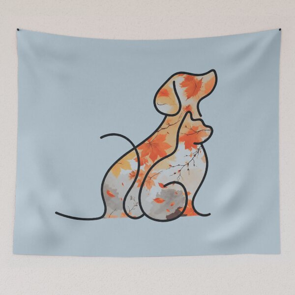 Item preview, Autumn leaves & blue sky dog and cat designed and sold by 247DesignStudio.