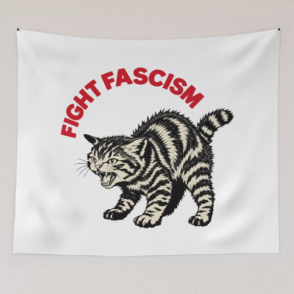 Item preview, Fierce Tabby Fight Fascism Anti-Fascist Cat Protest Vintage Graphic designed and sold by yashuna.