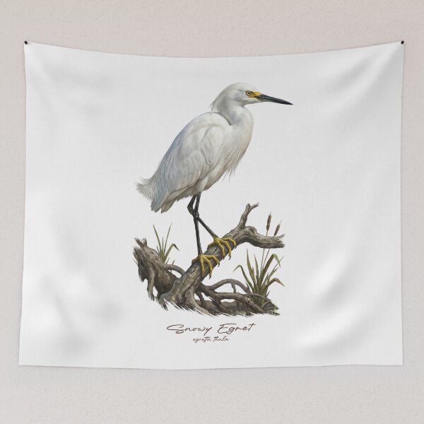 Item preview, Snowy Egret in Mangrove Swamp Bird Illustration designed and sold by Takeda-art.